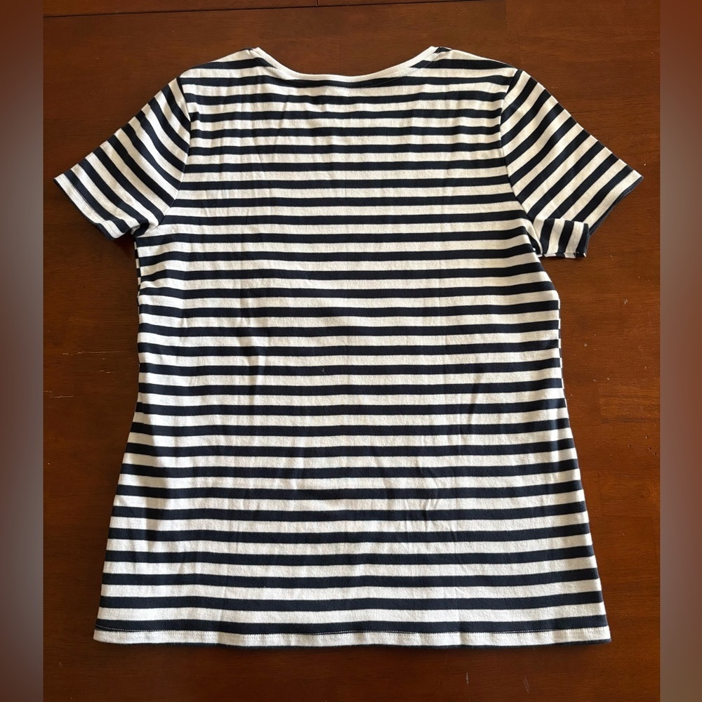 NWT Croft & Barrowยฎ Navy Classic Stripe Essential Crewneck Tee size Medium - Picture 5 of 8